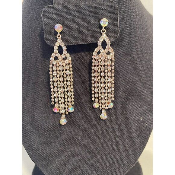 Wedding Bridal Party Jewelry Set crystal Rhinestone Necklace & Earrings Set 18" - Picture 4 of 13